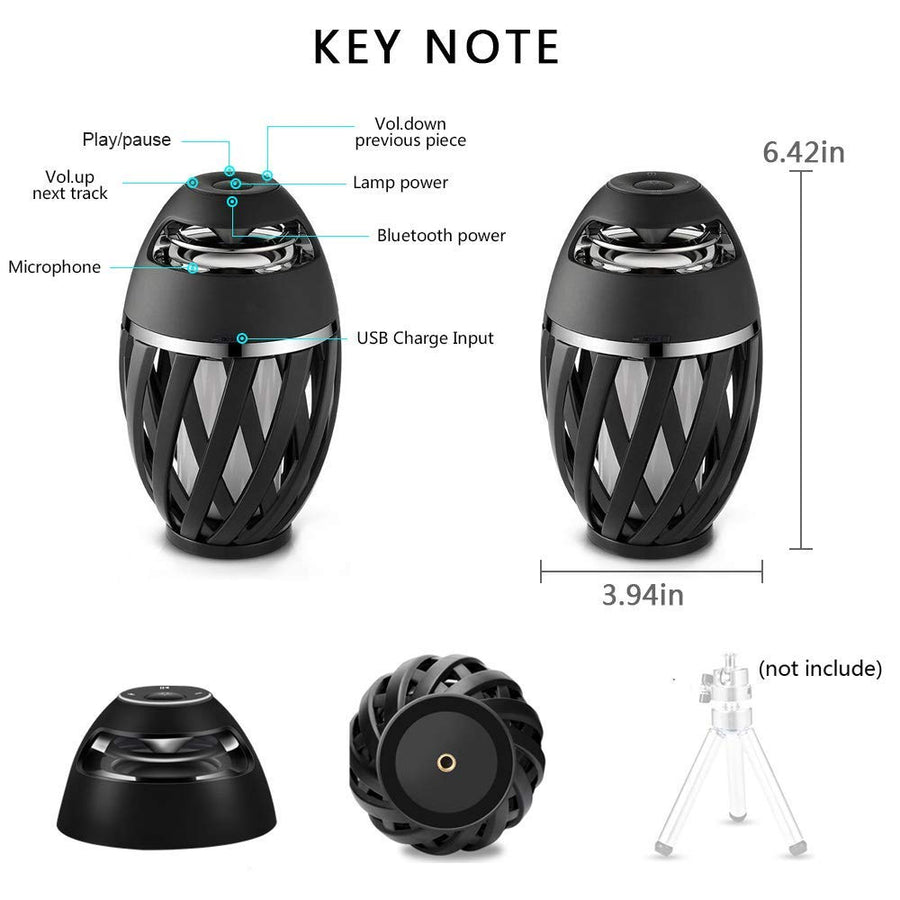 LED Flickering Flame Atmosphere Light with Bluetooth Bass Speaker