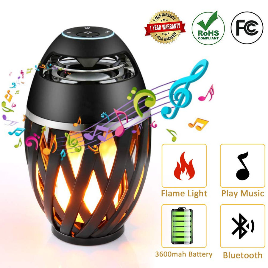 LED Flickering Flame Atmosphere Light with Bluetooth Bass Speaker