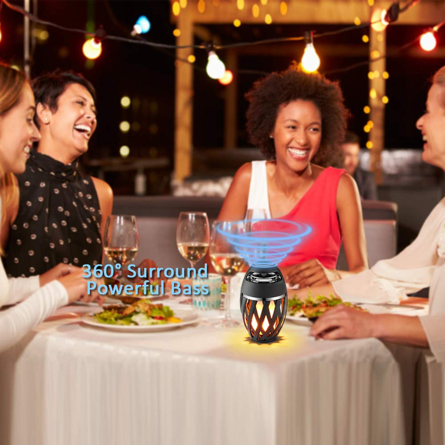 LED Flickering Flame Atmosphere Light with Bluetooth Bass Speaker