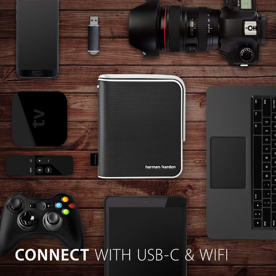 Portable Smart Wi-Fi Projector with Dual Bluetooth Speakers