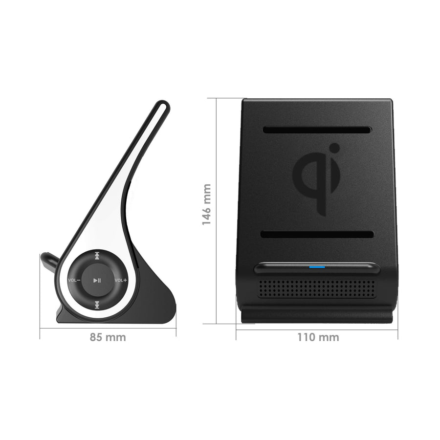 Qi Wireless Charging Sound Hub with Bluetooth Speaker (Black)