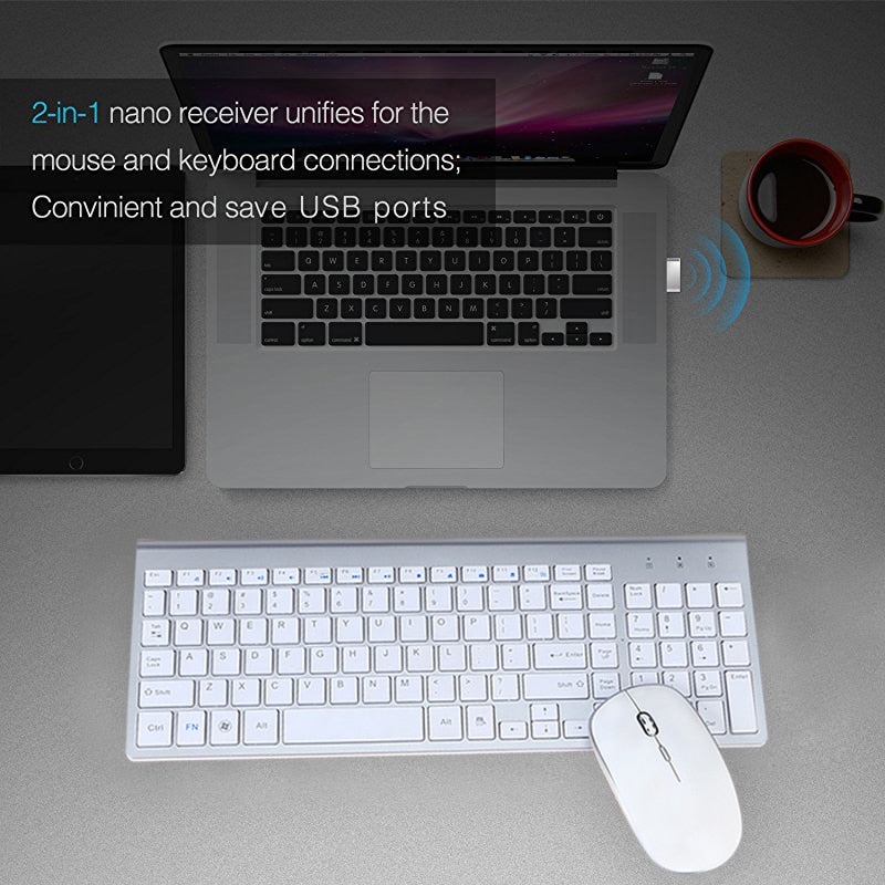 2.4G Wireless Silent Keyboard and Mouse Combo Set